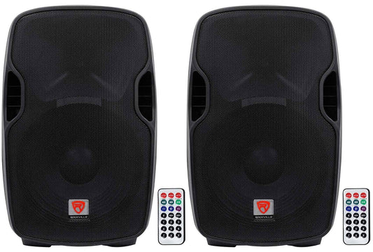 (2) Rockville Bpa15 15 Professional Powered 800 Watt Dj Pa Speakers W Bluetooth